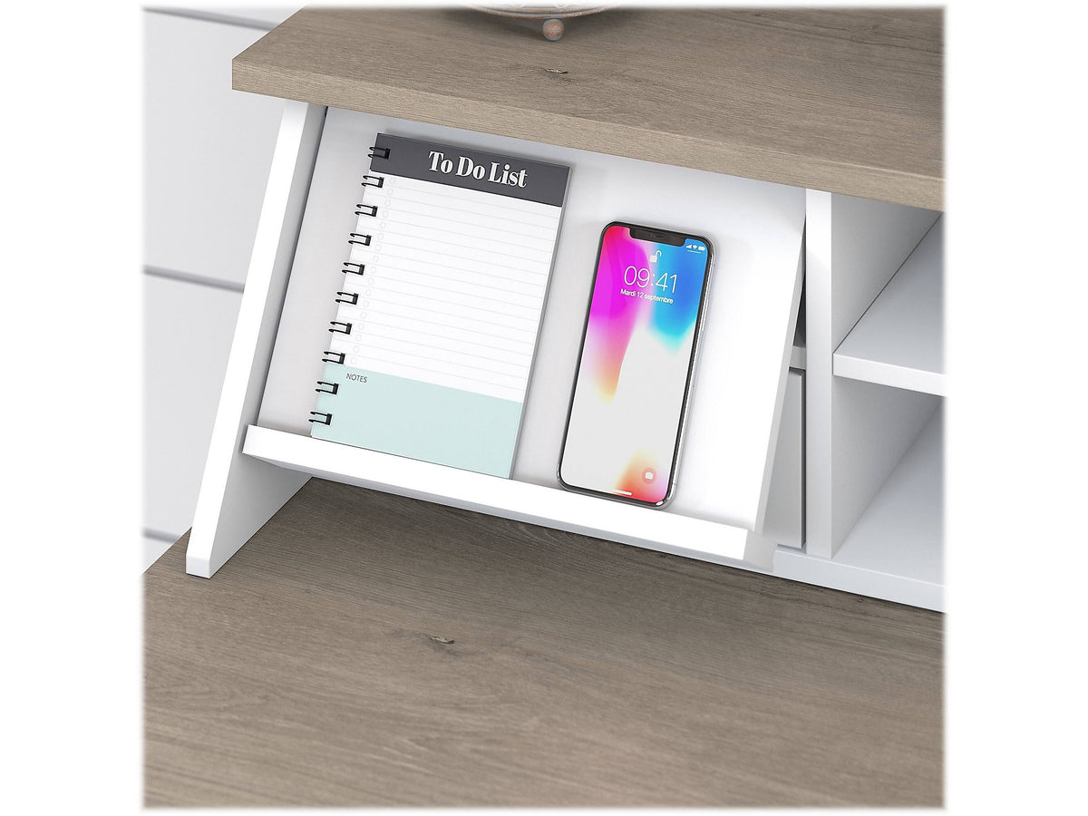 L Shaped Computer Desk with 5 Shelf Bookcase M7946