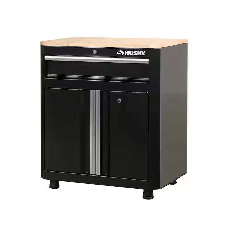 24-Gauge Steel 1-Drawer 2-Door Garage Base Cabinet in Black C791778