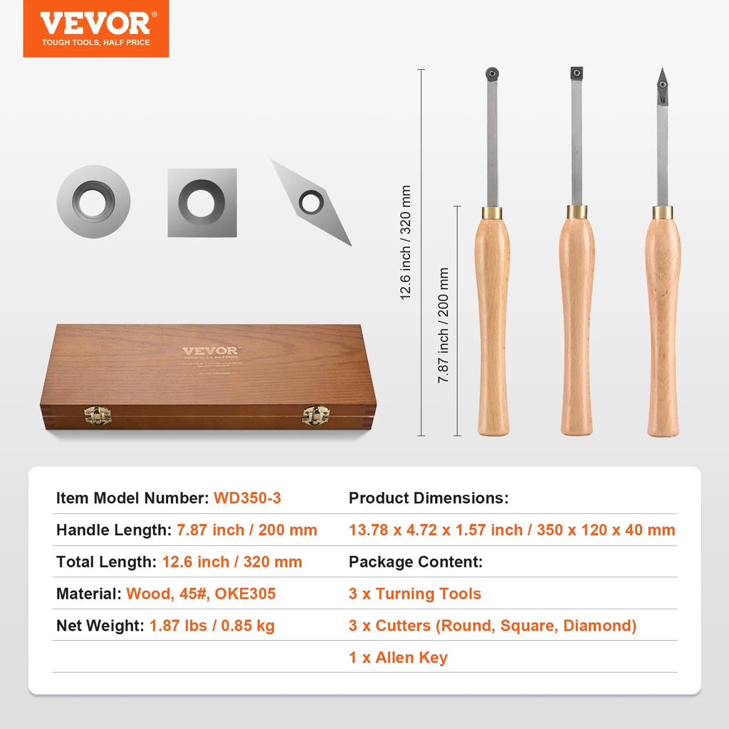 Carbide Steel Wood Turning Chisel Set 3PCS C931