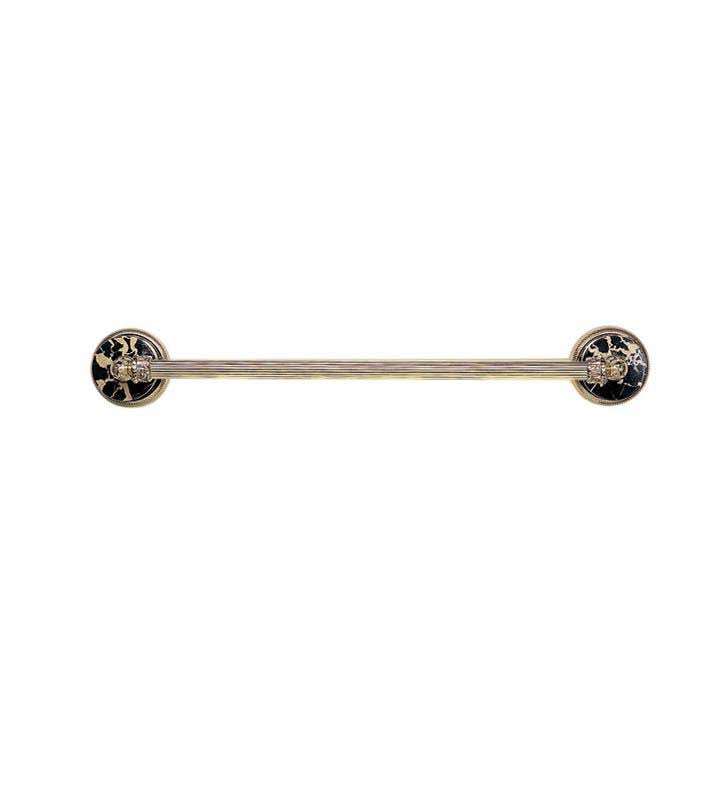 Satin Nickel Wall Mount Towel Bar with Green Marble Handles U9435