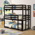 Twin Size Wood Triple Bunk Bed with Guard Rail and Ladder M469033