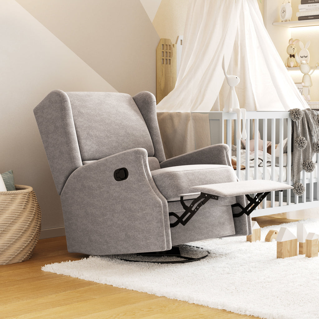 Light Gray Swivel Glider Rocker Recliner Chair O834491
