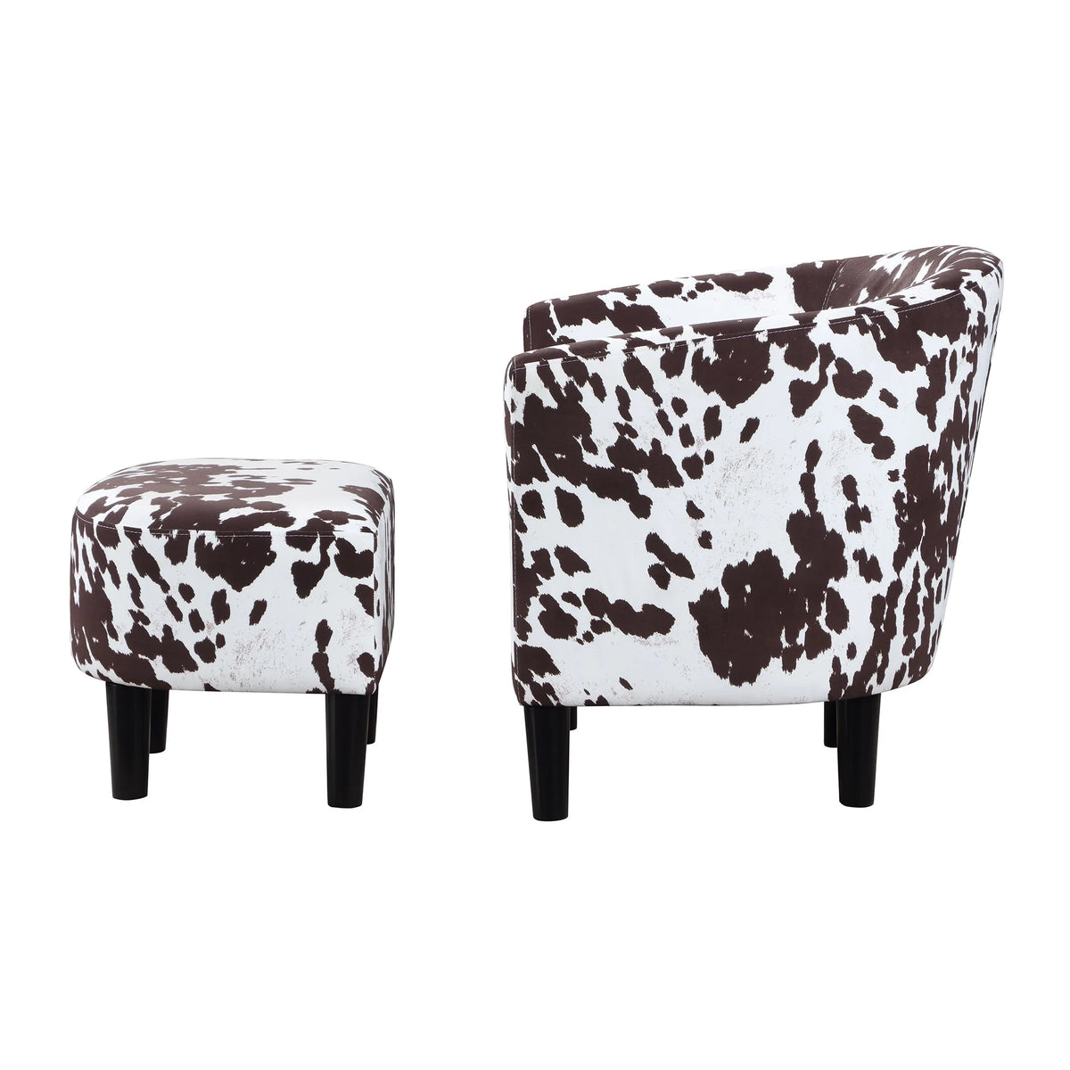 Brown Cow Print Accent Chair with Ottoman Q6243