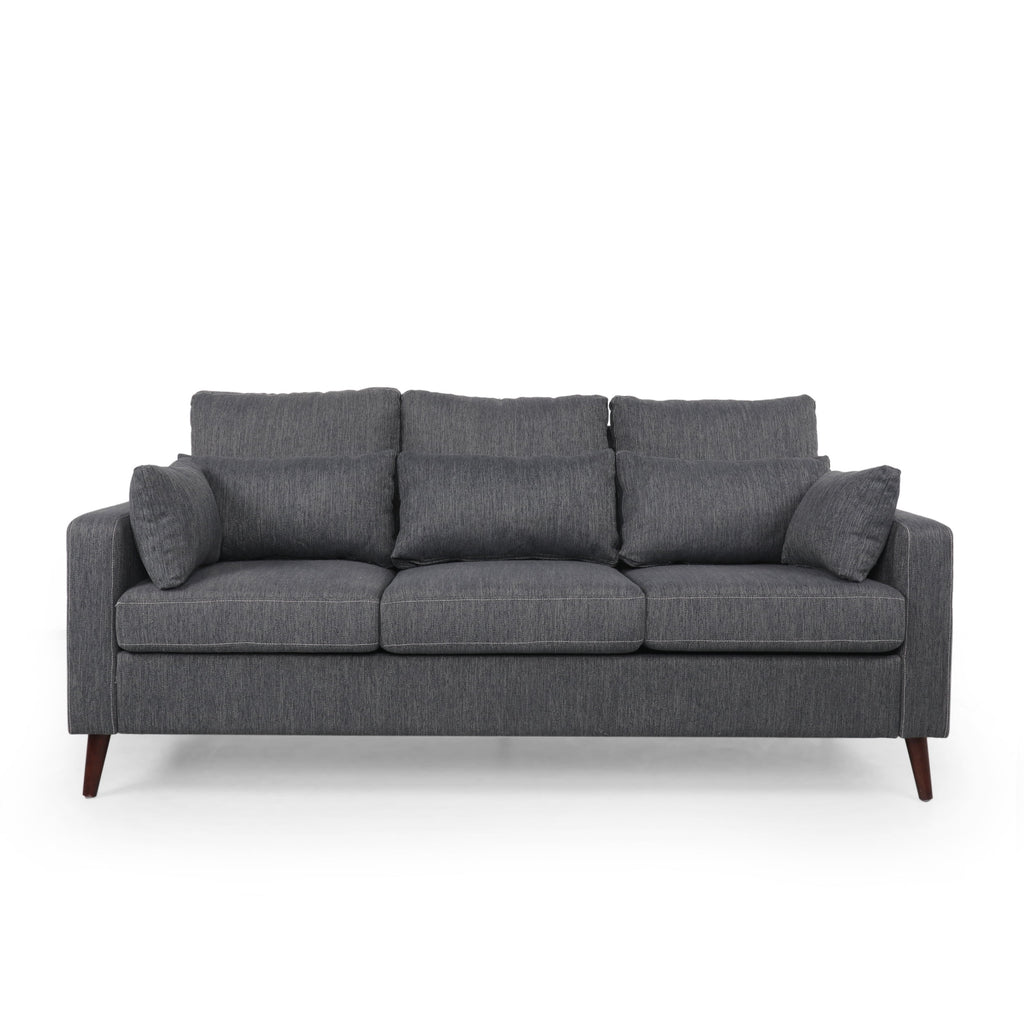 Charcoal Fabric 3 Seater Sofa with Accent Pillows V230317