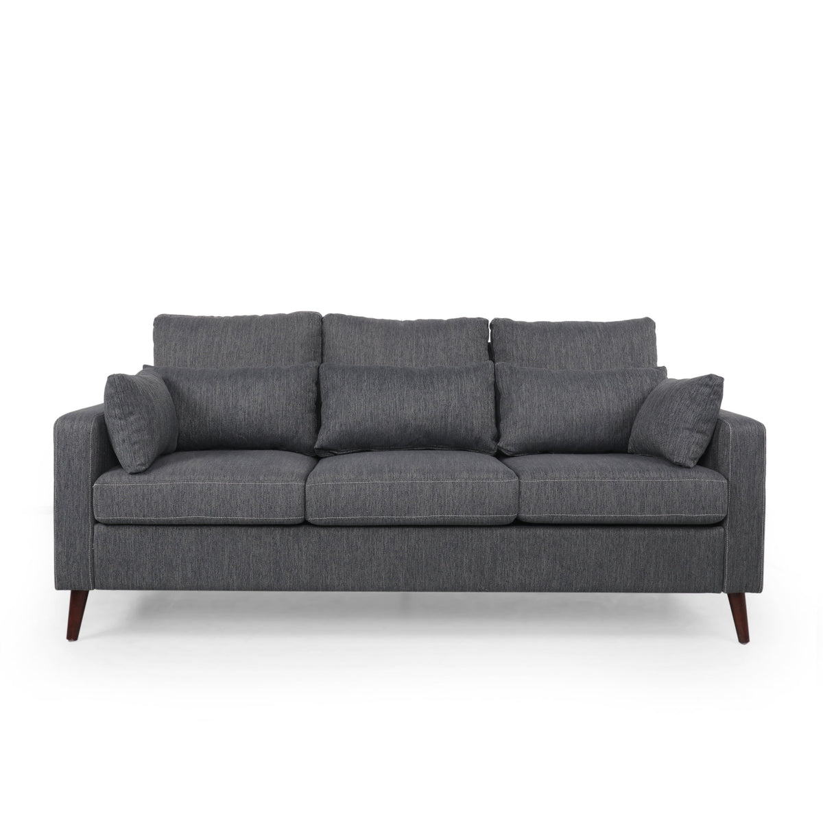 Charcoal Fabric 3 Seater Sofa with Accent Pillows V230317