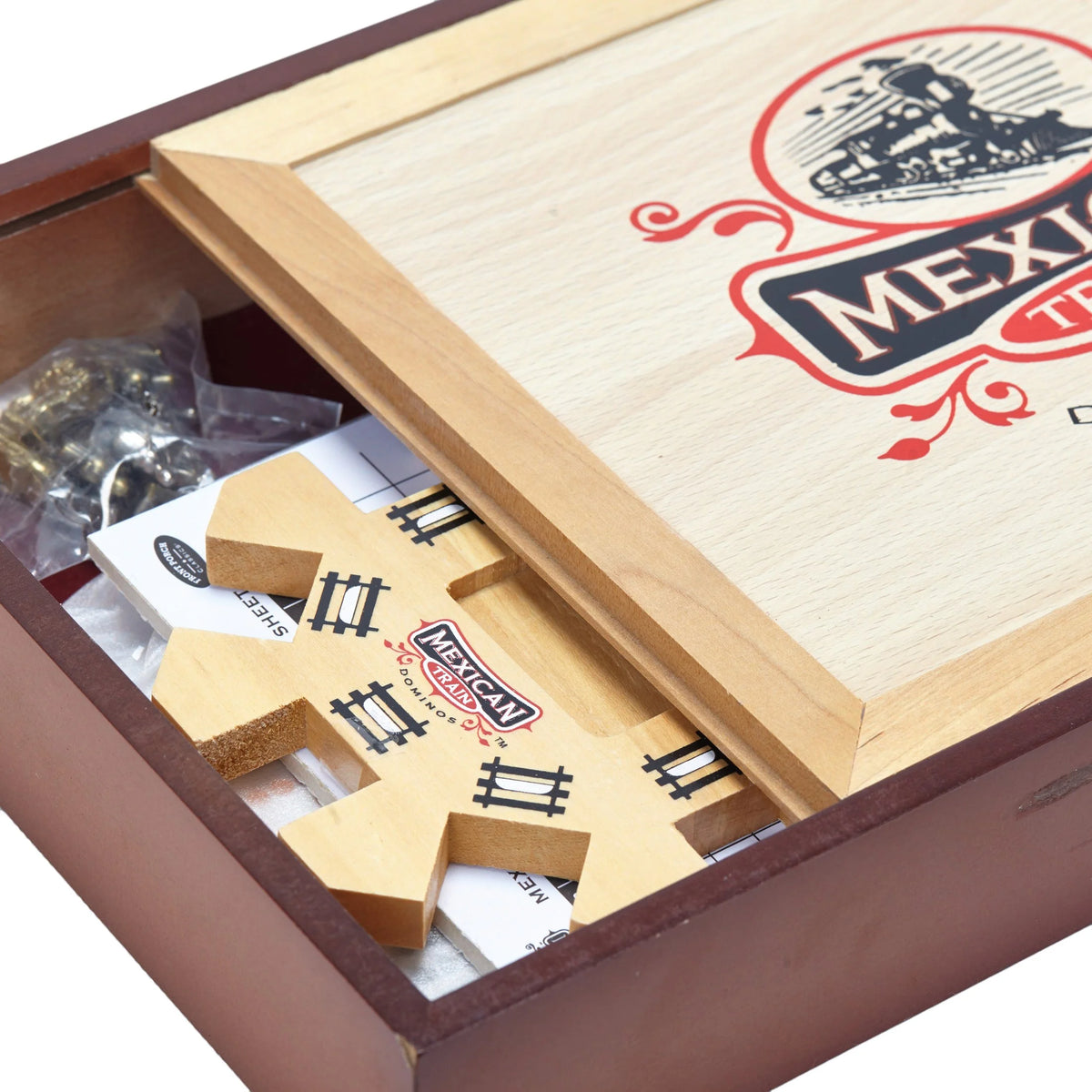 Mexican Train Domino Set in Wooden Collector Box V471