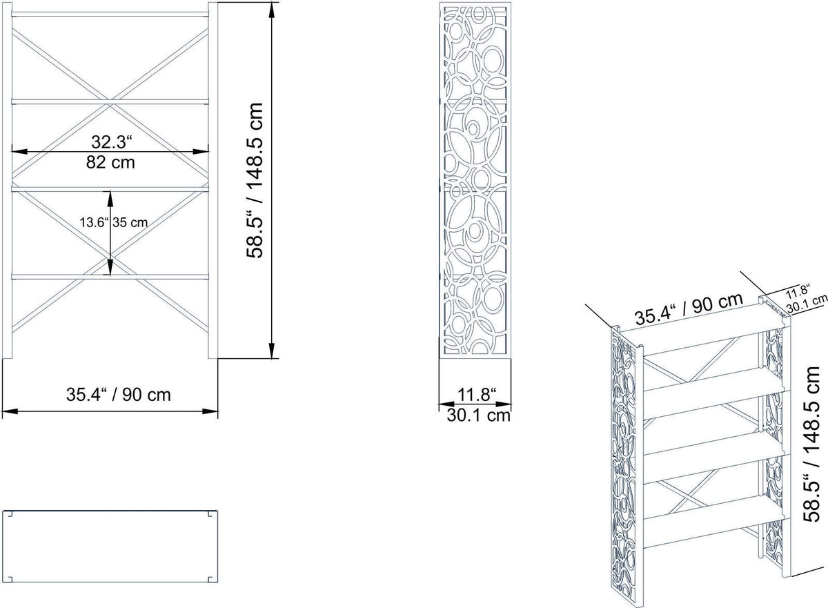 White Metal Wood Bookcase R3051