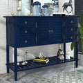 Navy Console Table with 6 Drawers U893