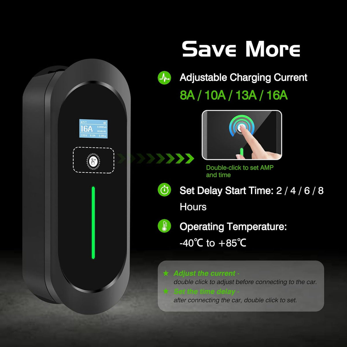 Portable EV Charger with NEMA 6-20 Plug and NEMA 5-15 Adapter S126012
