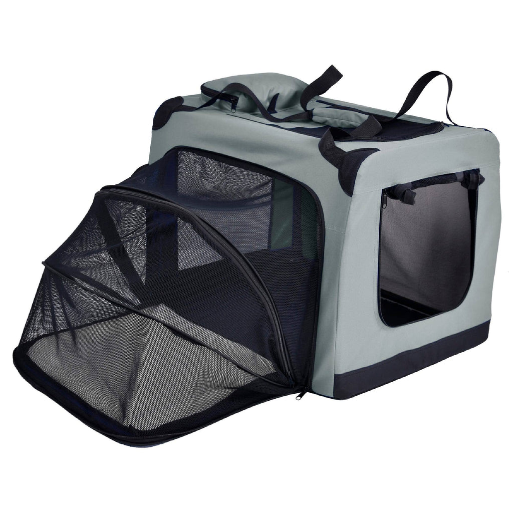 Grey Metal Framed Soft-Folding Dog Crate E3263