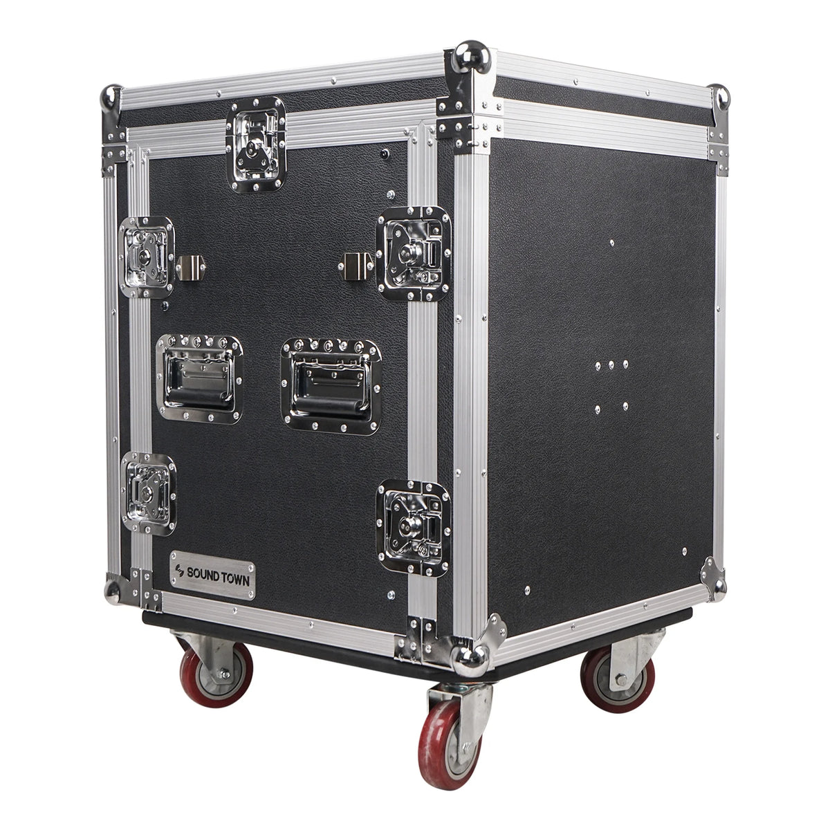 12U PA DJ Pro Audio Rack Road ATA Case with 11U Slant Mixer Top, Locking Drawer, Side Table, 20’’ Rackable Depth and Casters I646866