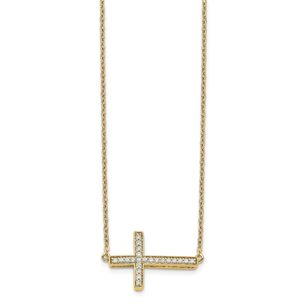 14kt Yellow Gold Diamond Cross Necklace A29487