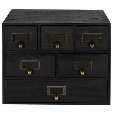 Black 6 Drawer Wood Desk Organizer R9549