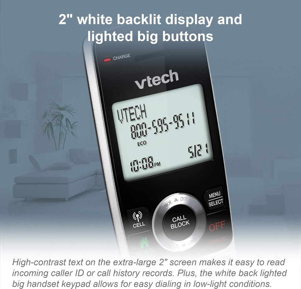 3 Handset Cordless Phone with Answering System, Silver & Black V52595