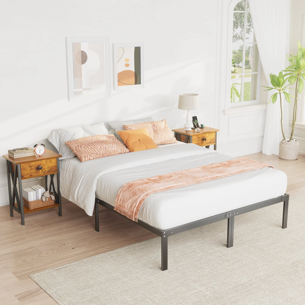 Full Size Heavy Duty Platform Bed Frame with Underbed Storage U36932