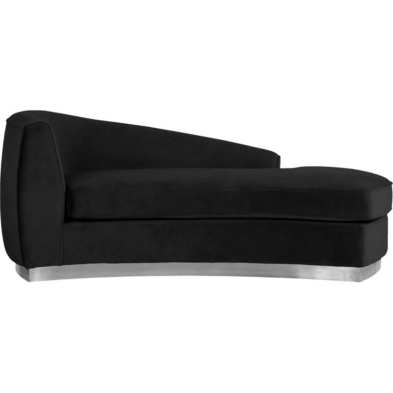 3-Piece Set with Accent Chair Chaise & Loveseat in Black and Chrome L135