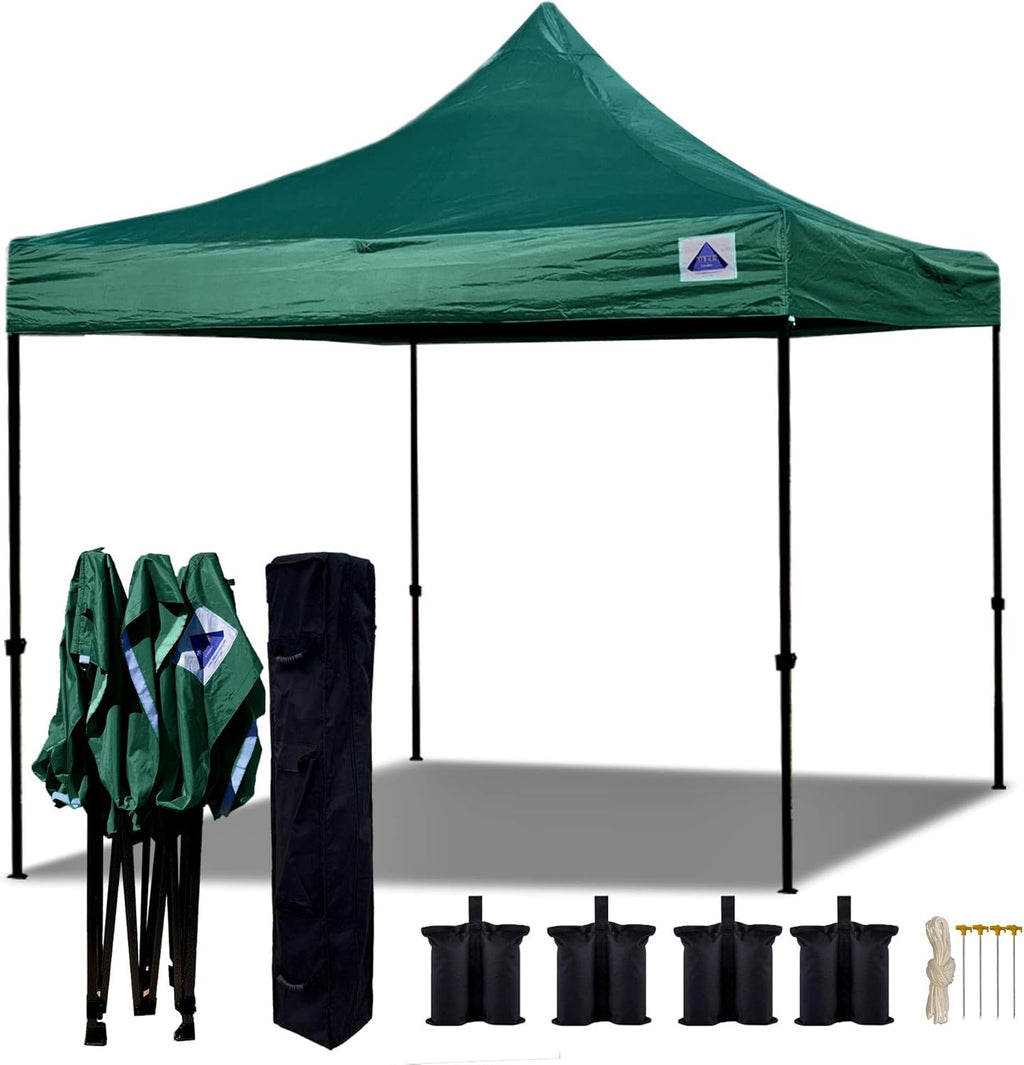 10'x10' White Pop Up Canopy Tent with Wheel Bag and 4 Sand Bags X1777