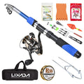 2.1m Telescopic Fiberglass Fishing Rod Reel Baits Hooks Bag Kit R647