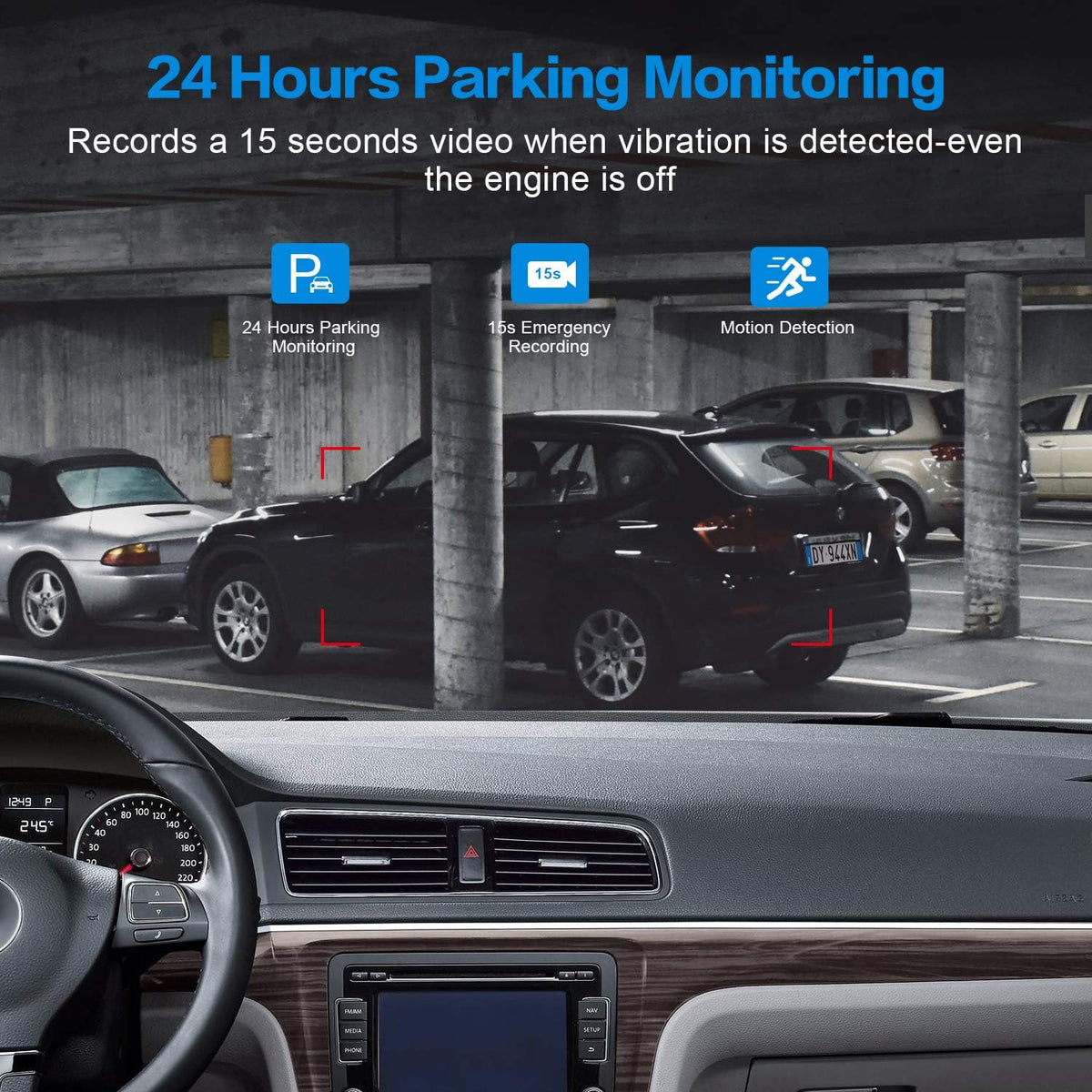 Dash Cam with 32G SD Card, 1080P FHD Car Driving Recorder 3'' IPS Screen 170° Wide Angle Dashboard Camera Aluminum Alloy Case, Parking Monitor Loop Recording Motion Detection Pack of 2 R6017