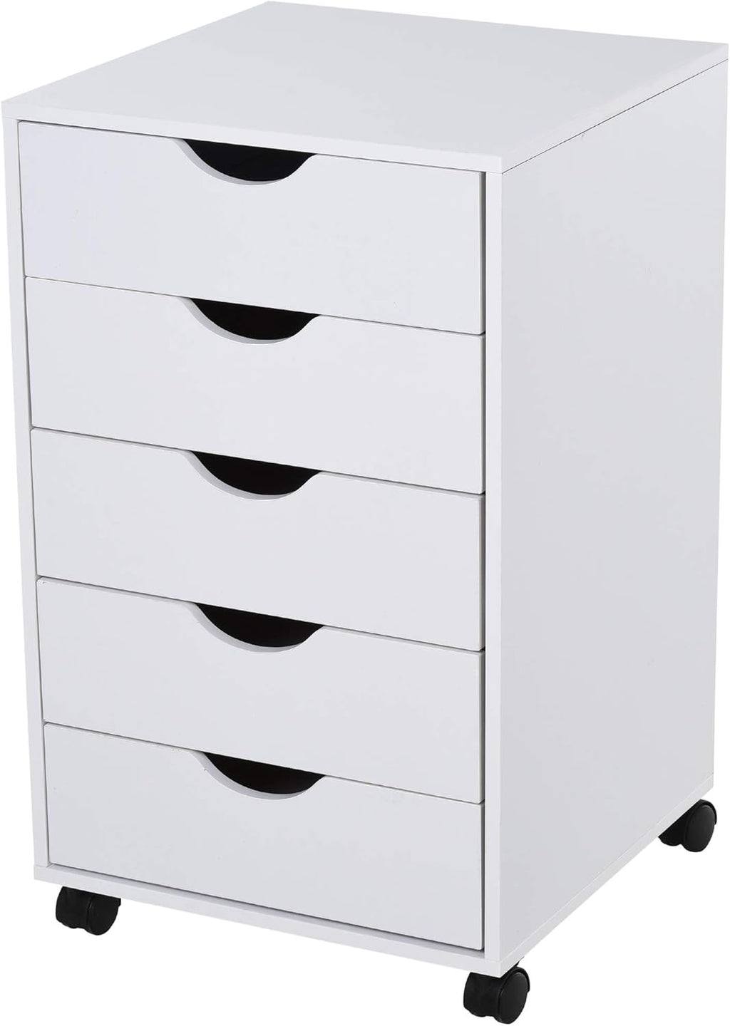 Black 5 Drawer Filing Cabinet with Wheels J350