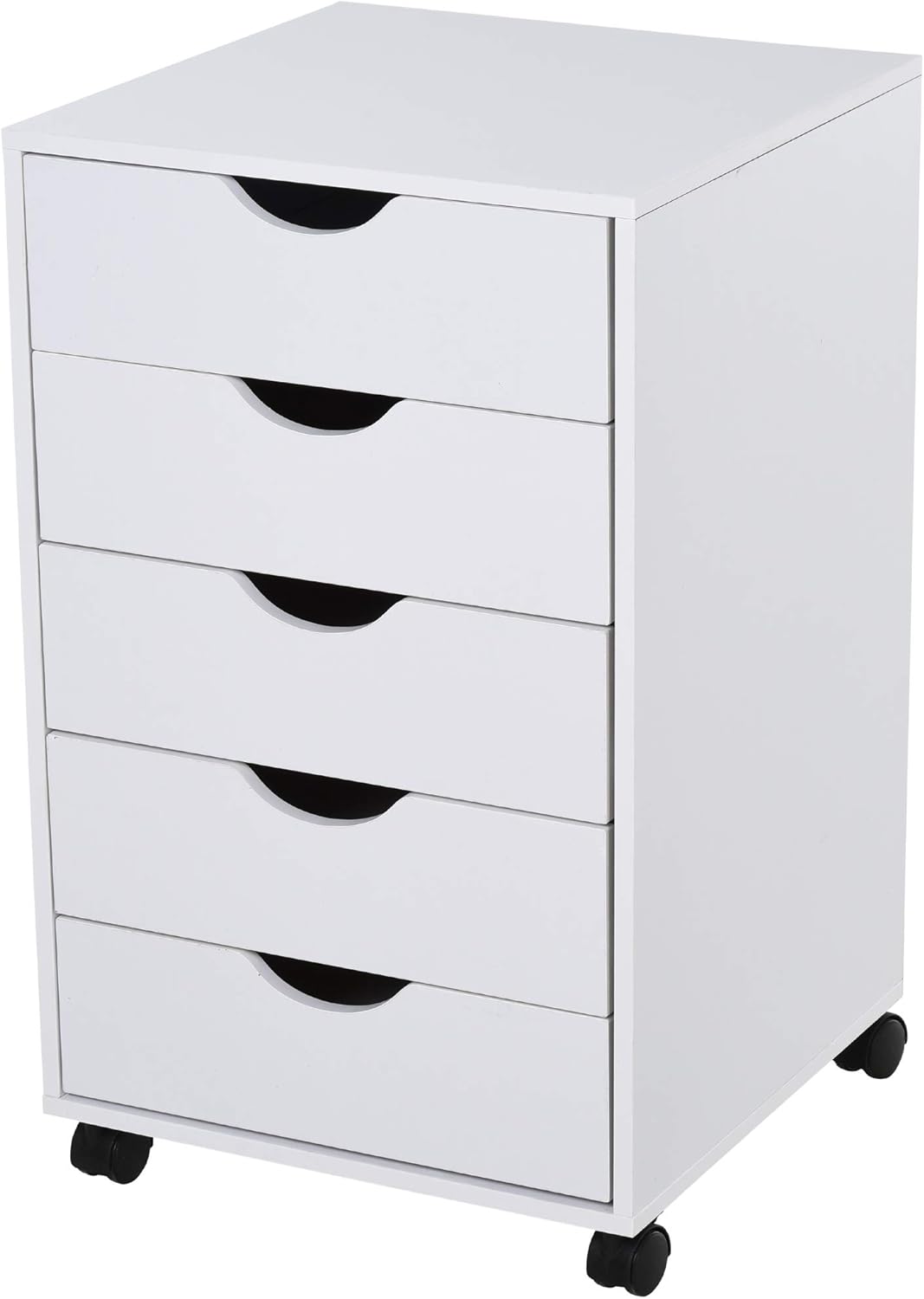 Black 5 Drawer Filing Cabinet with Wheels J350
