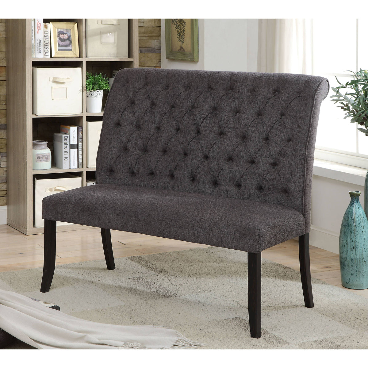 Ivory Chenille Tufted Dining Bench R105