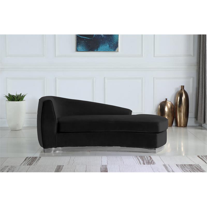 3-Piece Set with Accent Chair Chaise & Loveseat in Black and Chrome L135