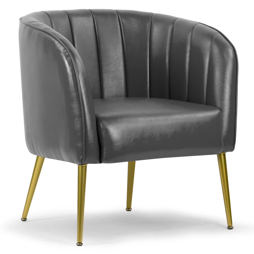 Grey Faux Leather Accent Chair O885