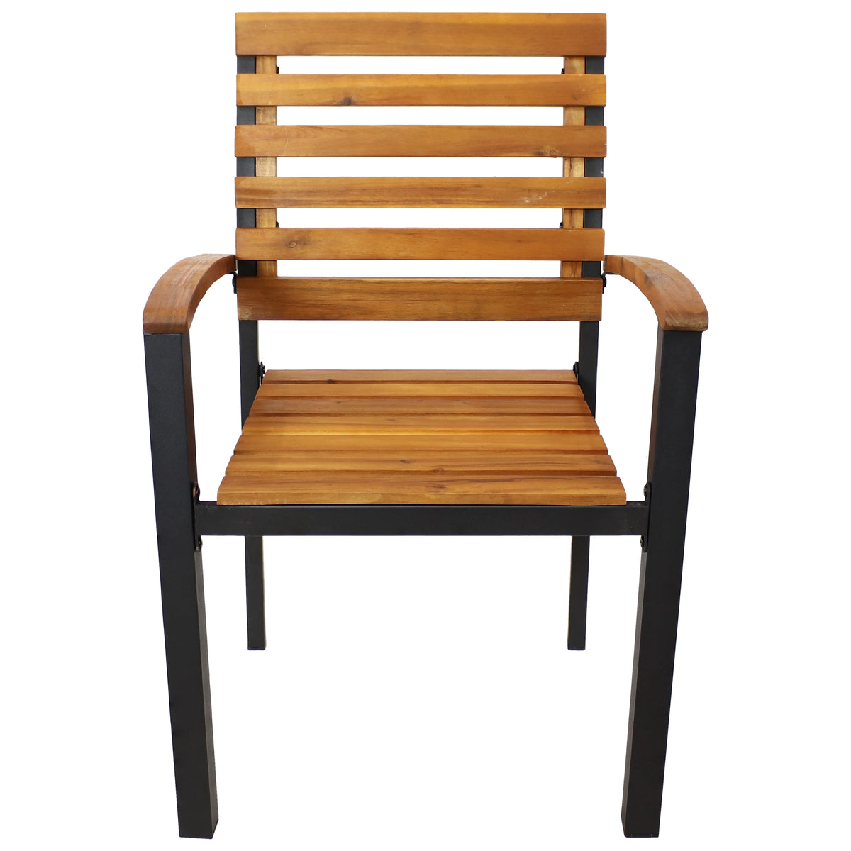 Set of 2 Acacia Wood and Steel Outdoor Patio Armchairs P8488