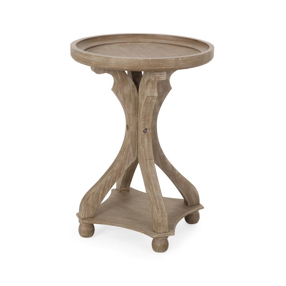 Natural Brown Round Wood End Table H92176