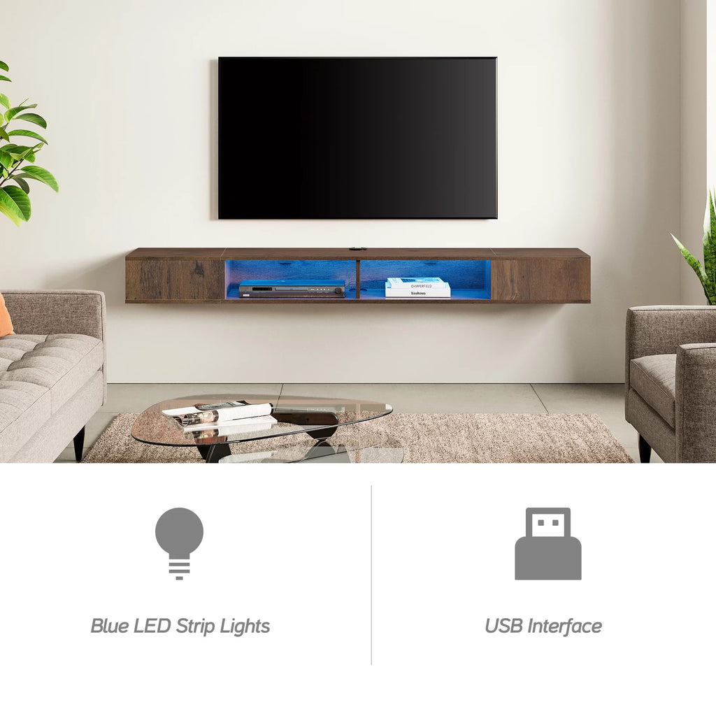 Brown Floating TV Stand with Lights for 65/75/80 Inch TV M66814