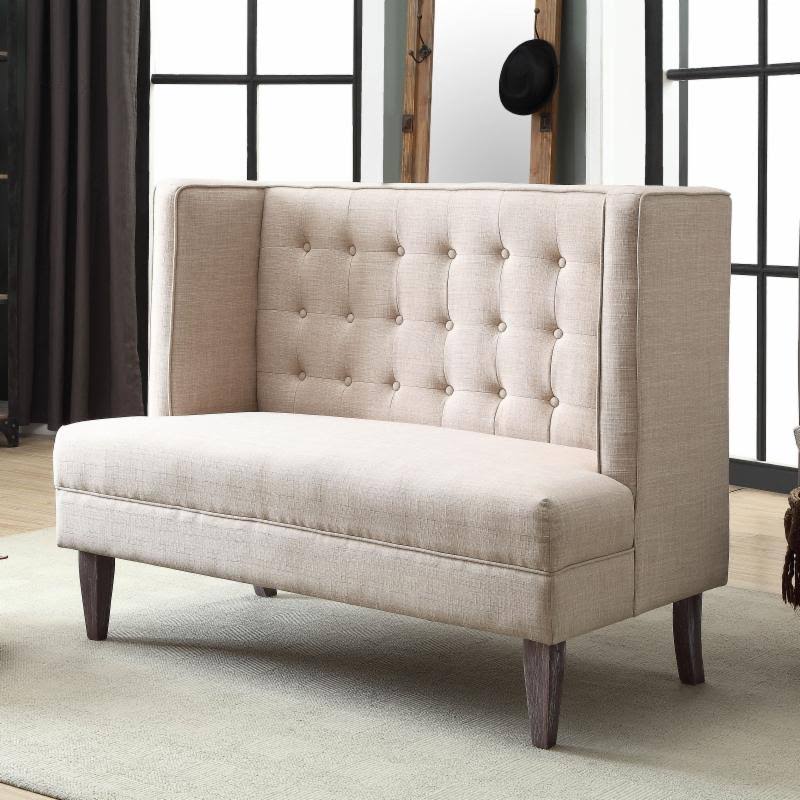 Light Gray Tufted Love Seat Bench M356
