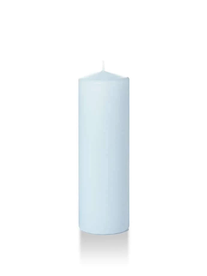 16 Pc Slim Pillar Candles Ice Blue X55728