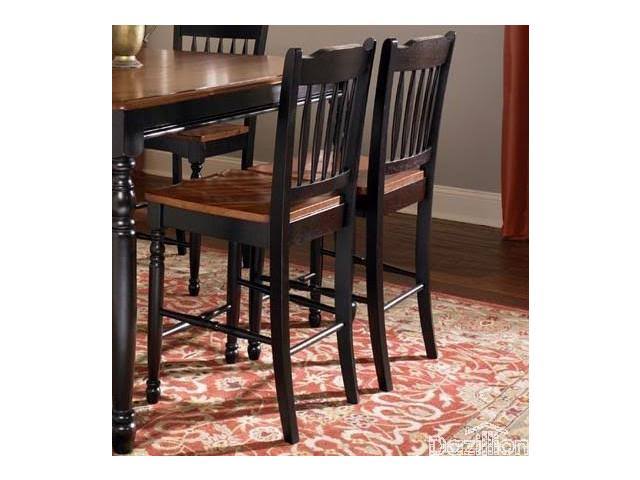 Oak-Black Slatback Counter Chair V57831