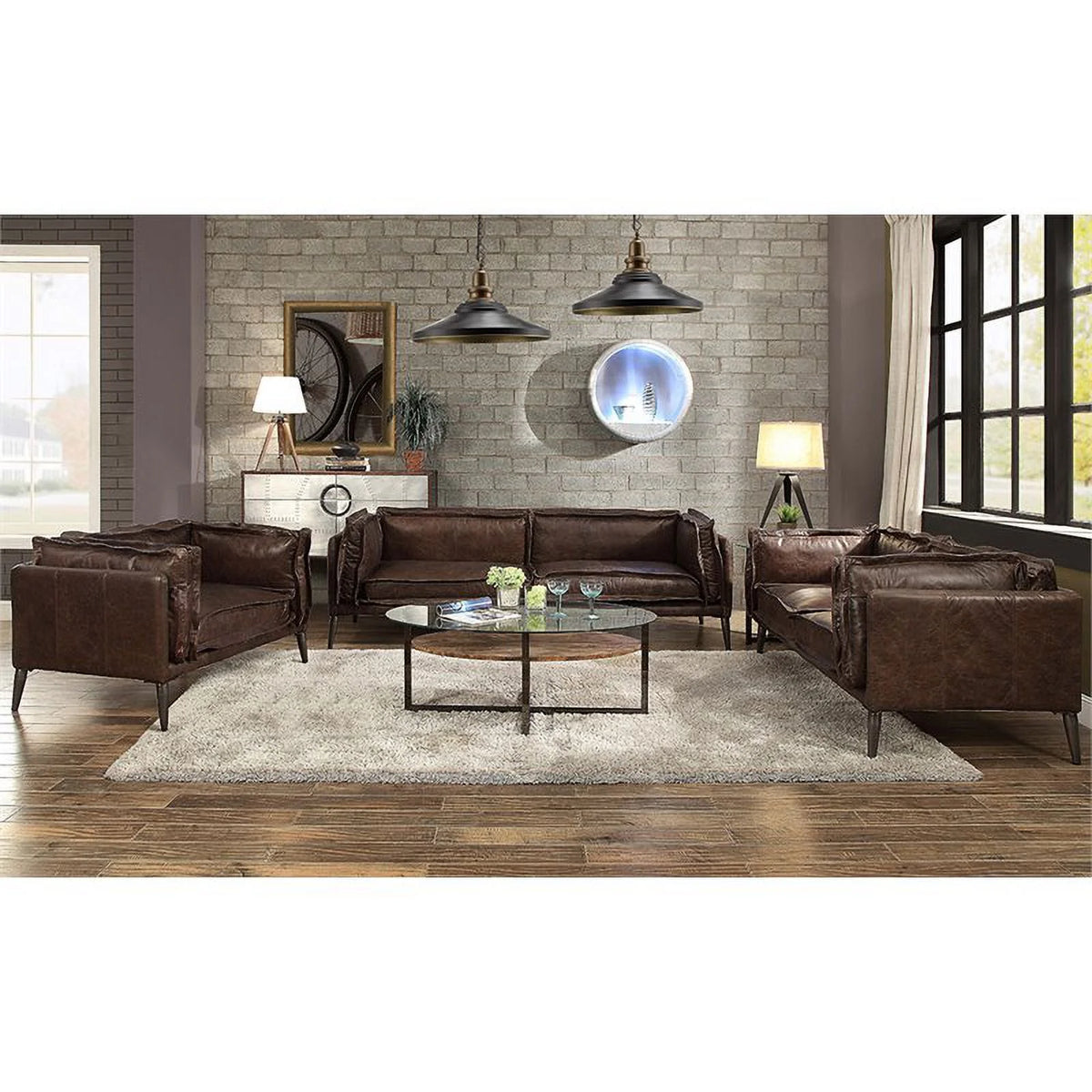 Leather Accent Wood Chair M294042
