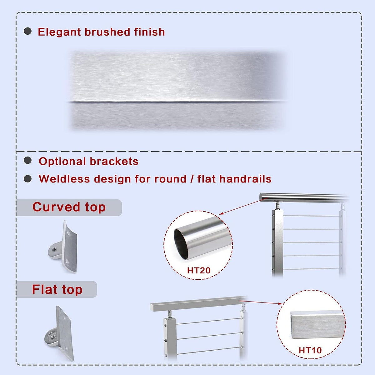 4pack Stainless Steel Brushed Finishing Square Cable Railing Post 36x2x2 V63915