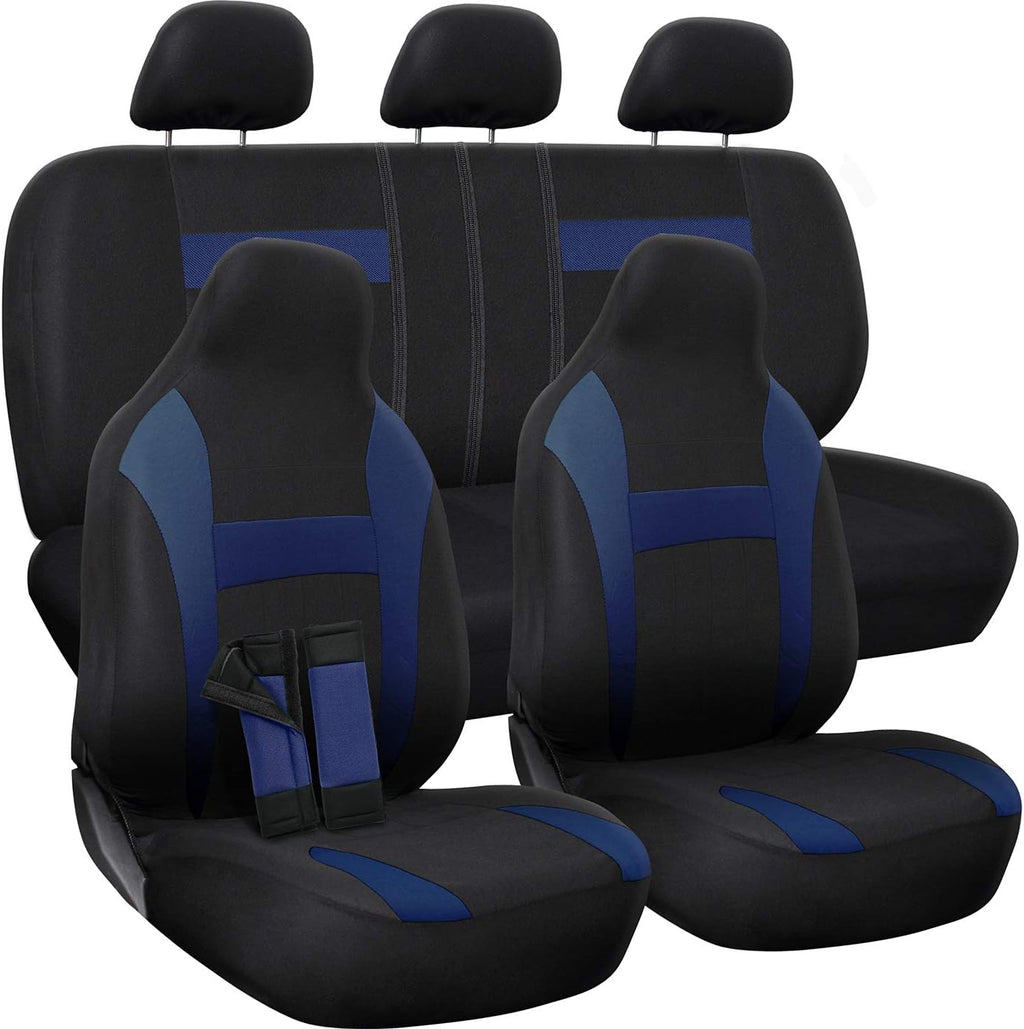 PU Leather Solid Beige Car Seat Cover Full Set D1061