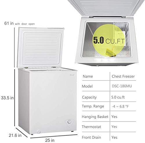 White 10 Cu.Ft Chest Freezer with 3 Removable Basket and Lock C661