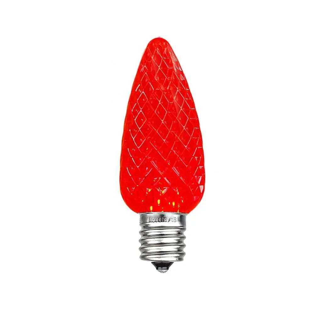 25 Pack C9 LED Faceted Dimmable Outdoor Christmas Replacement Bulbs, Red Z265