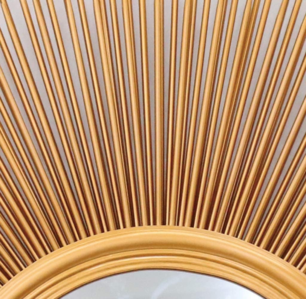 Brushed Gold Sunburst Round Wall Mirror W514766