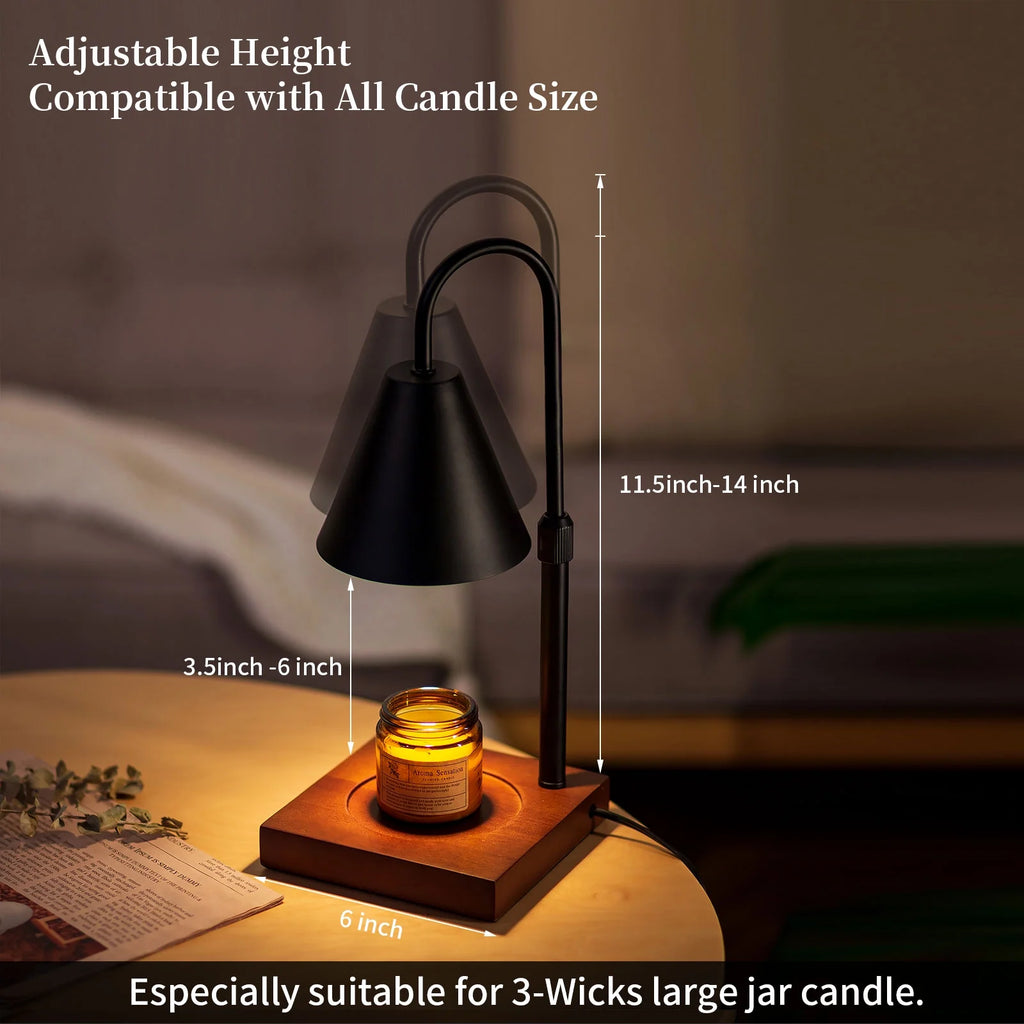 Black Walnut Electric Candle Warmer with Adjustable Height Dimmable Light 2 Bulbs Z869985