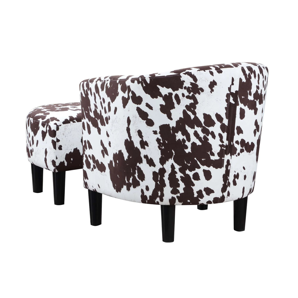 Brown Cow Print Accent Chair with Ottoman Q6243