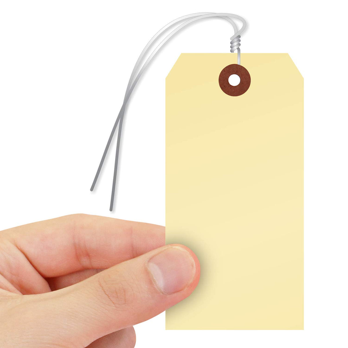 Blank Manila Shipping Tags with Wire, Size #5, 13pt Cardstock, 4 3/4 x 2 3/8, Pack of 1000 E3355