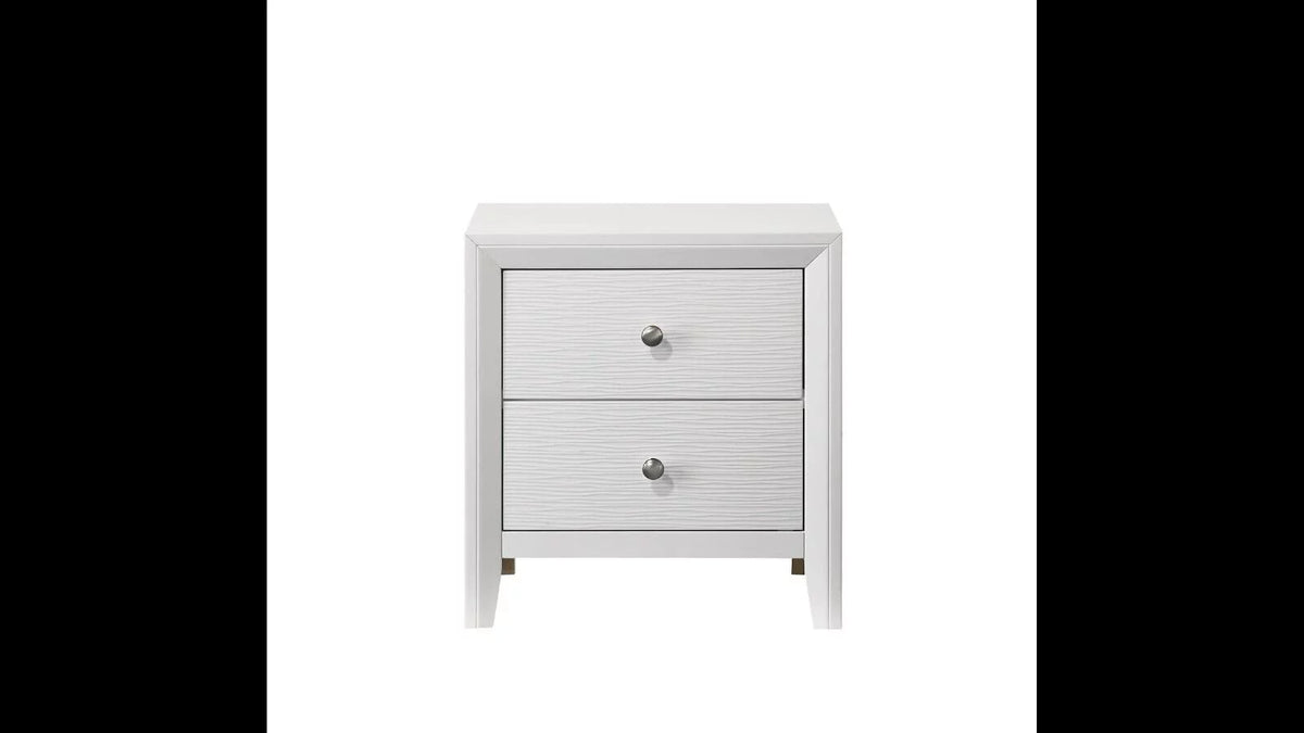 White Full Size Wood Panel Bed Set Z1414