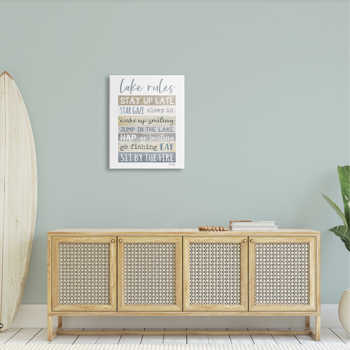 Lake Rules Typography Rustic Vacation Cabin Sign Canvas Wall Art, 24 x 30 D84151