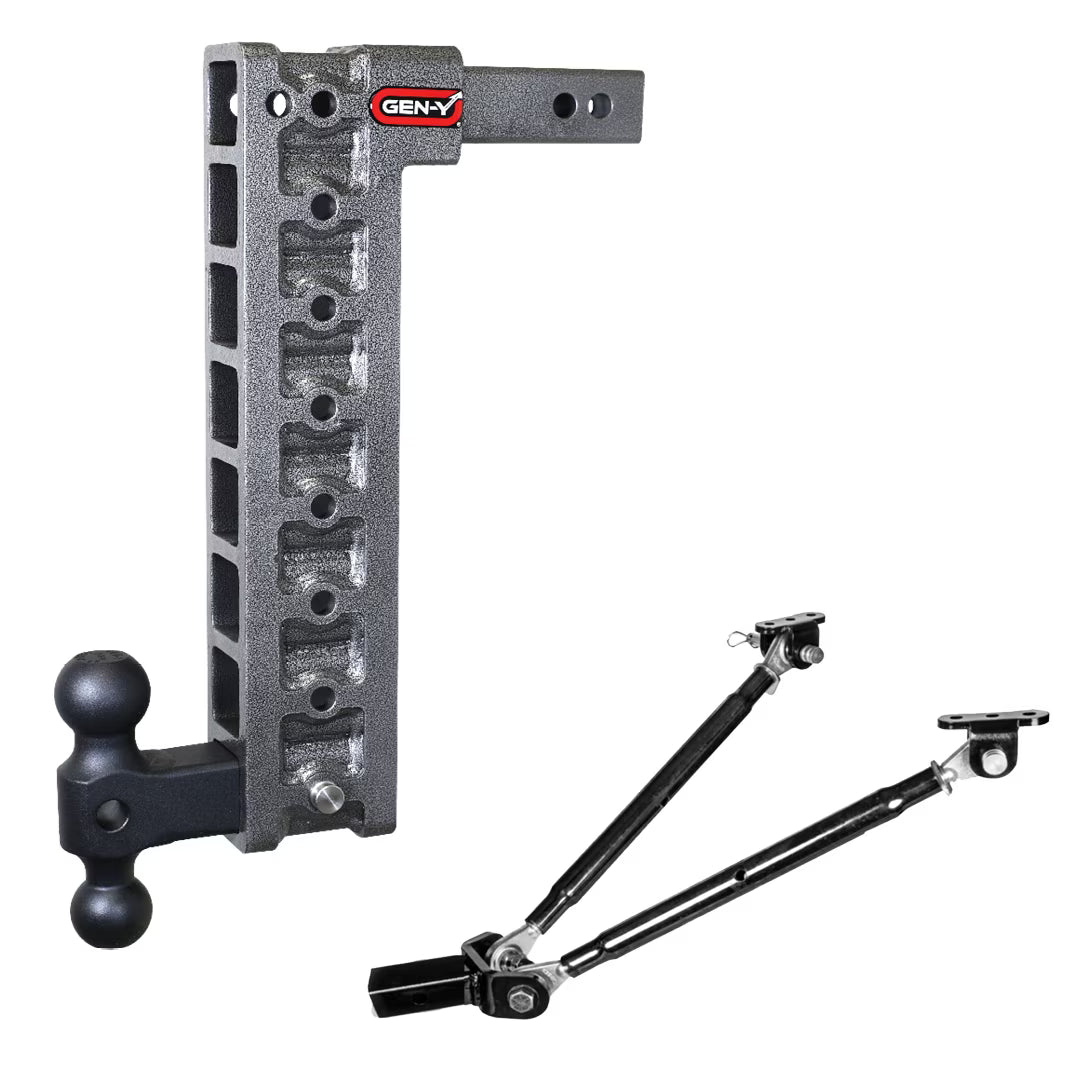 Adjustable 17.5" Drop Hitch with Dual-Ball Stabilizer Kit for 2" Receiver E633652