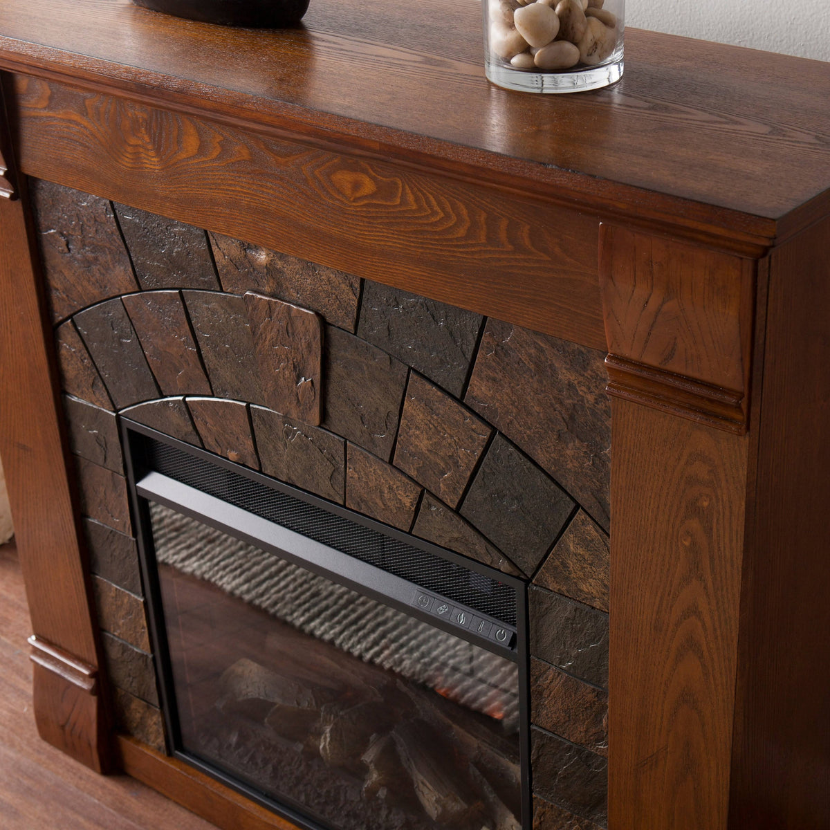 Antique Oak Electric Fireplace D8538