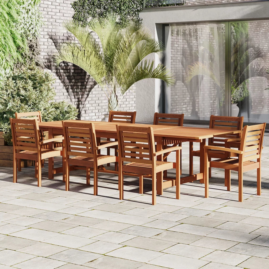 Eucalyptus 9-Piece Extendable Rectangular Patio Dining Set U3875