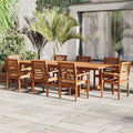 Eucalyptus 9-Piece Extendable Rectangular Patio Dining Set U3875