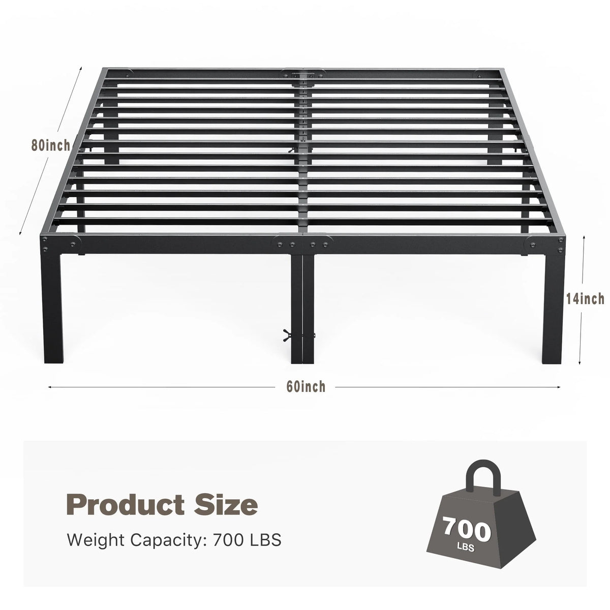 Full Size Heavy Duty Platform Bed Frame with Underbed Storage U36932